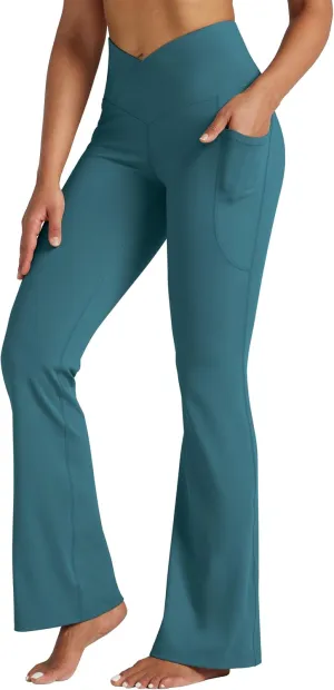 Willit Women's Flare Leggings Crossover Yoga Pants High Waist Bootcut Workout Leggings with Pockets 29" 31"