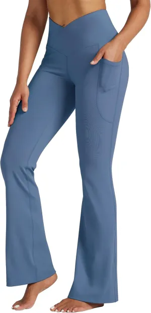 Willit Women's Flare Leggings Crossover Yoga Pants High Waist Bootcut Workout Leggings with Pockets 29" 31"