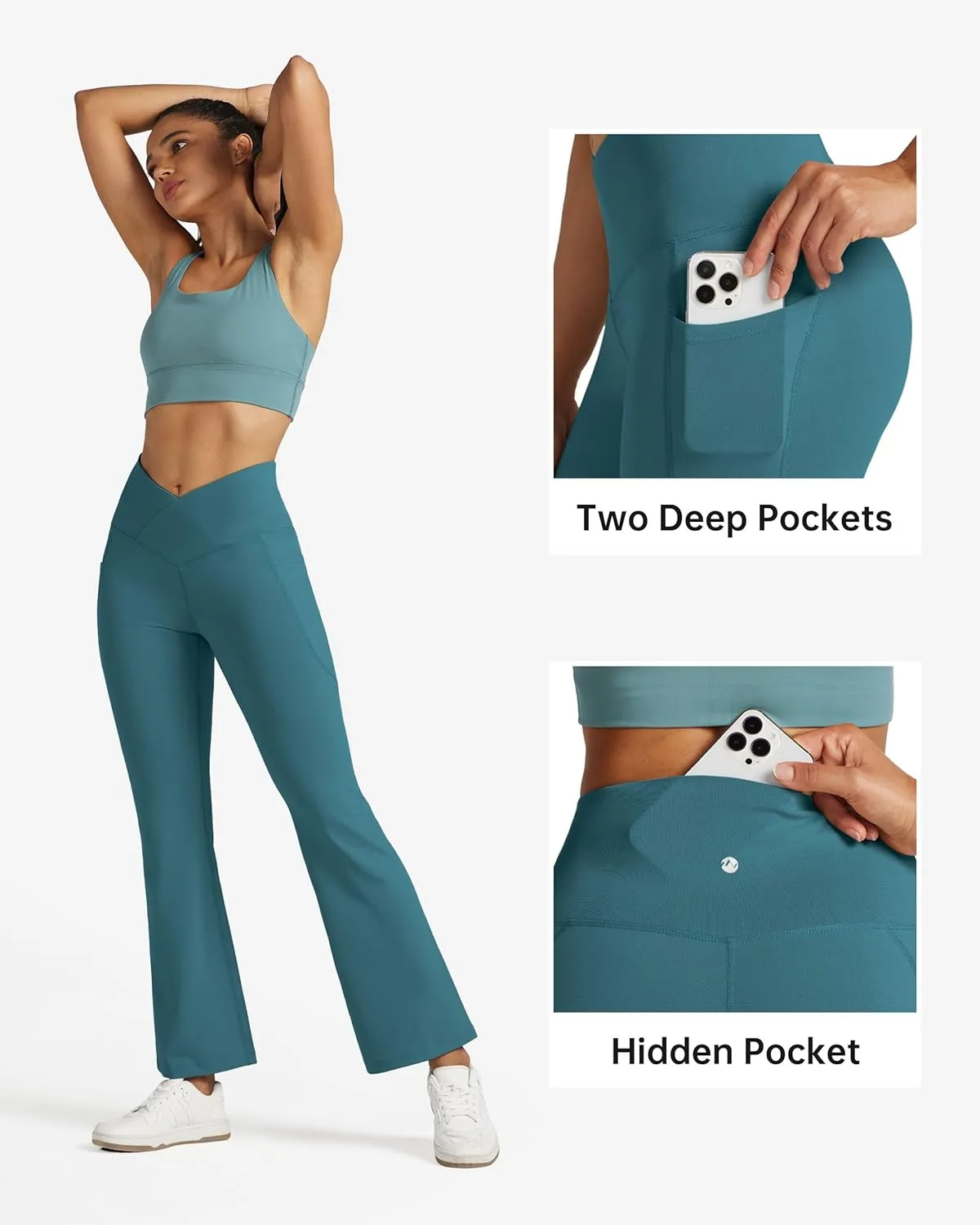 Willit Women's Flare Leggings Crossover Yoga Pants High Waist Bootcut Workout Leggings with Pockets 29" 31"