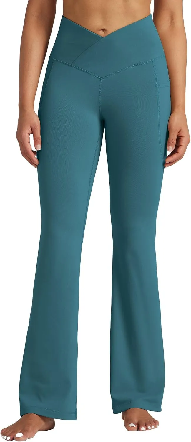 Willit Women's Flare Leggings Crossover Yoga Pants High Waist Bootcut Workout Leggings with Pockets 29" 31"