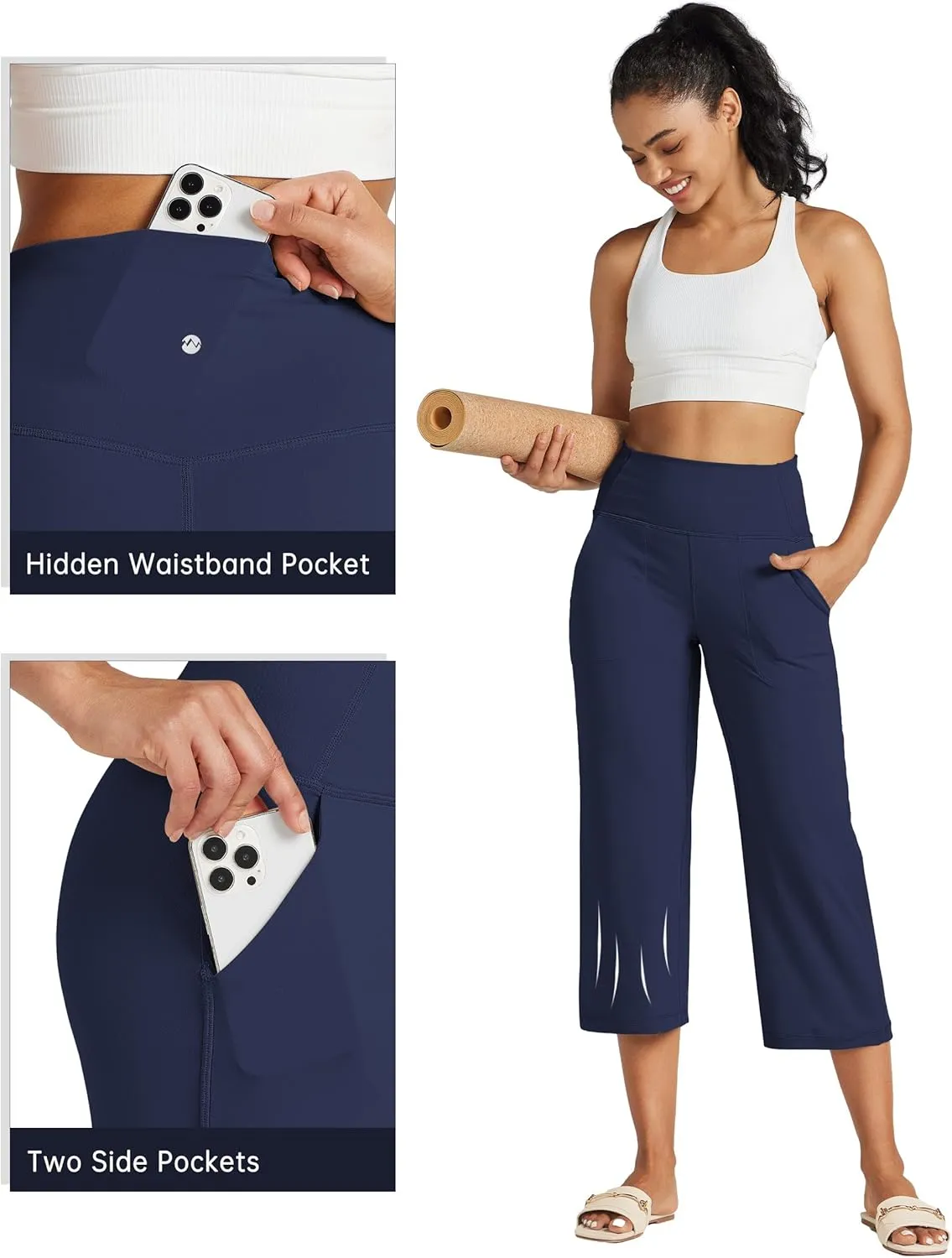 Willit Women's Yoga Capris Pants High Waist Leggings Athletic Exercise Workout Crop Capris Quick Dry 23"