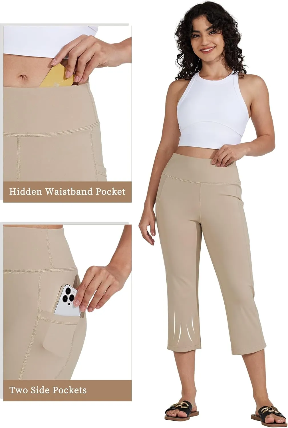 Willit Women's Yoga Capris Pants High Waist Leggings Crop Straight Leg Athletic Exercise Workout Capris 21"