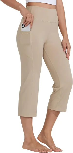 Willit Women's Yoga Capris Pants High Waist Leggings Crop Straight Leg Athletic Exercise Workout Capris 21"