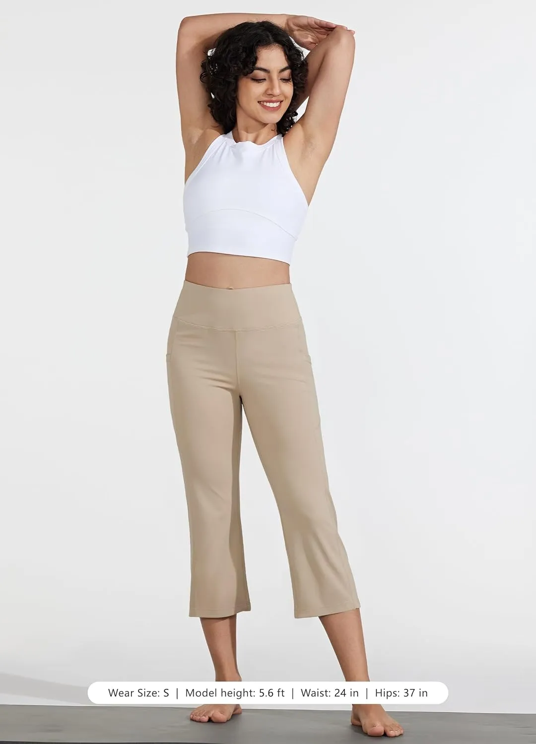 Willit Women's Yoga Capris Pants High Waist Leggings Crop Straight Leg Athletic Exercise Workout Capris 21"