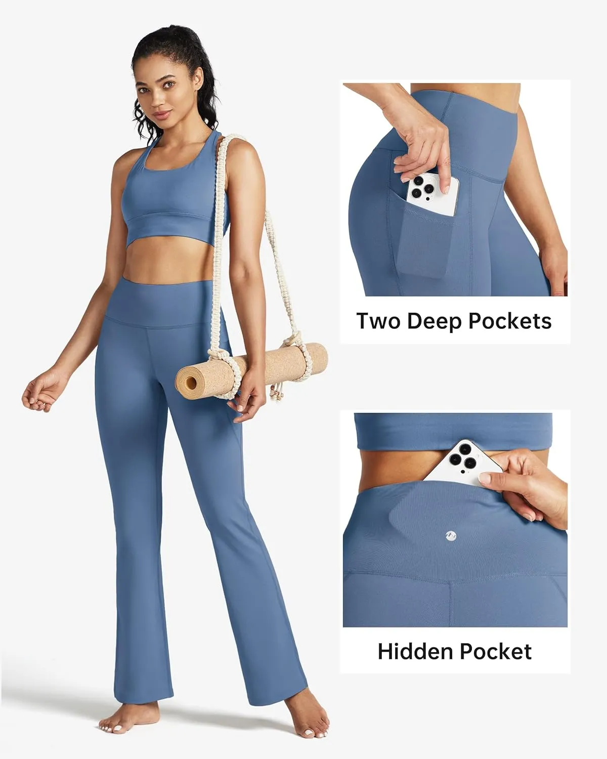 Willit Women's Yoga Pants Flare Leggings High Waist Bootcut Workout Leggings Tummy Control with Pockets 27" 29" 31" 33"