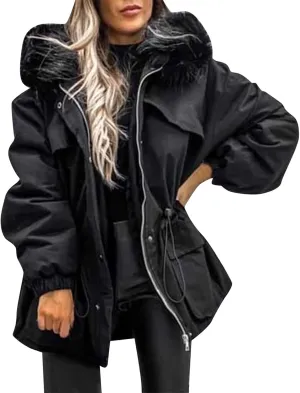 Woman Coat Winter Trendy Zipper Puffer Jackets Plus Size Long Sleeve Packable Down Parka Jackets With Pocket
