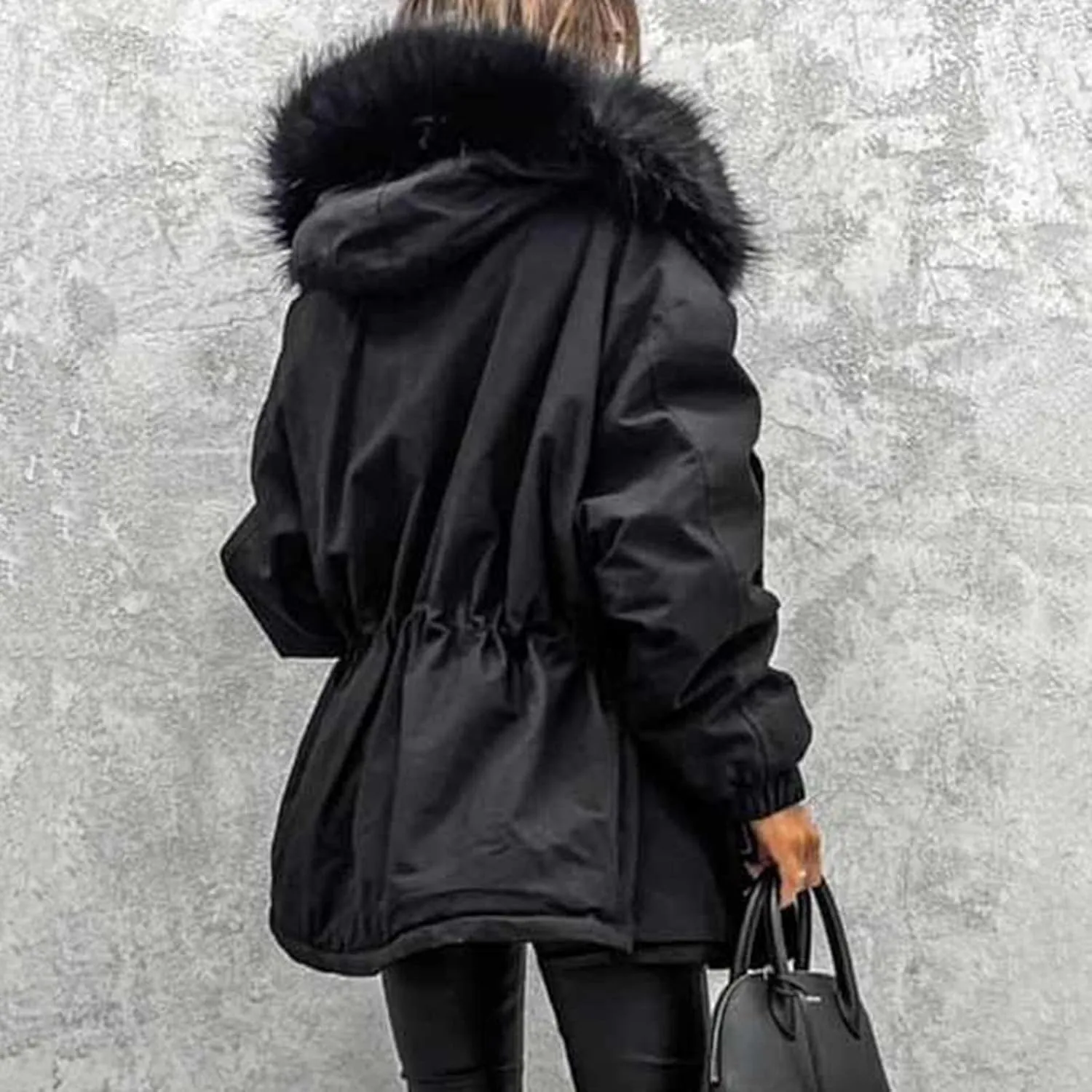 Woman Coat Winter Trendy Zipper Puffer Jackets Plus Size Long Sleeve Packable Down Parka Jackets With Pocket