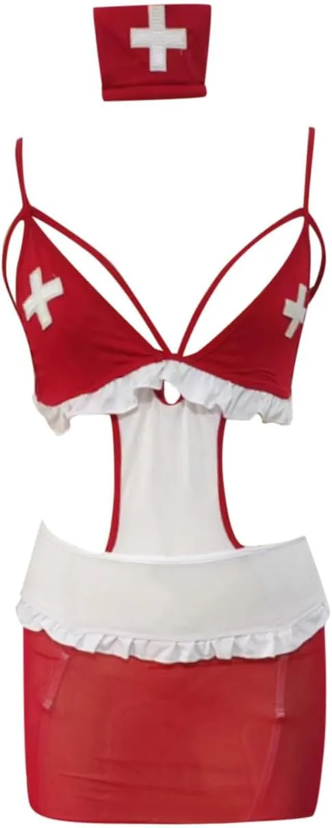 Women Fashion Role Playing Sexy Lingerie Ruffles Underwear COS Lingerie Set Sexy Short Skirt Lingerie for Women
