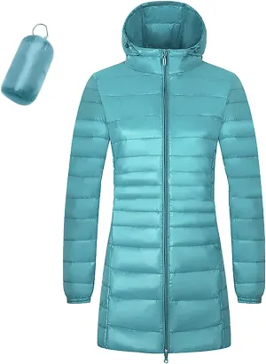 Women Winter Coats Light Down Zip Up Puffer Jackets Plus Size Long Sleeve Packable Down Parka Jackets With Pocket