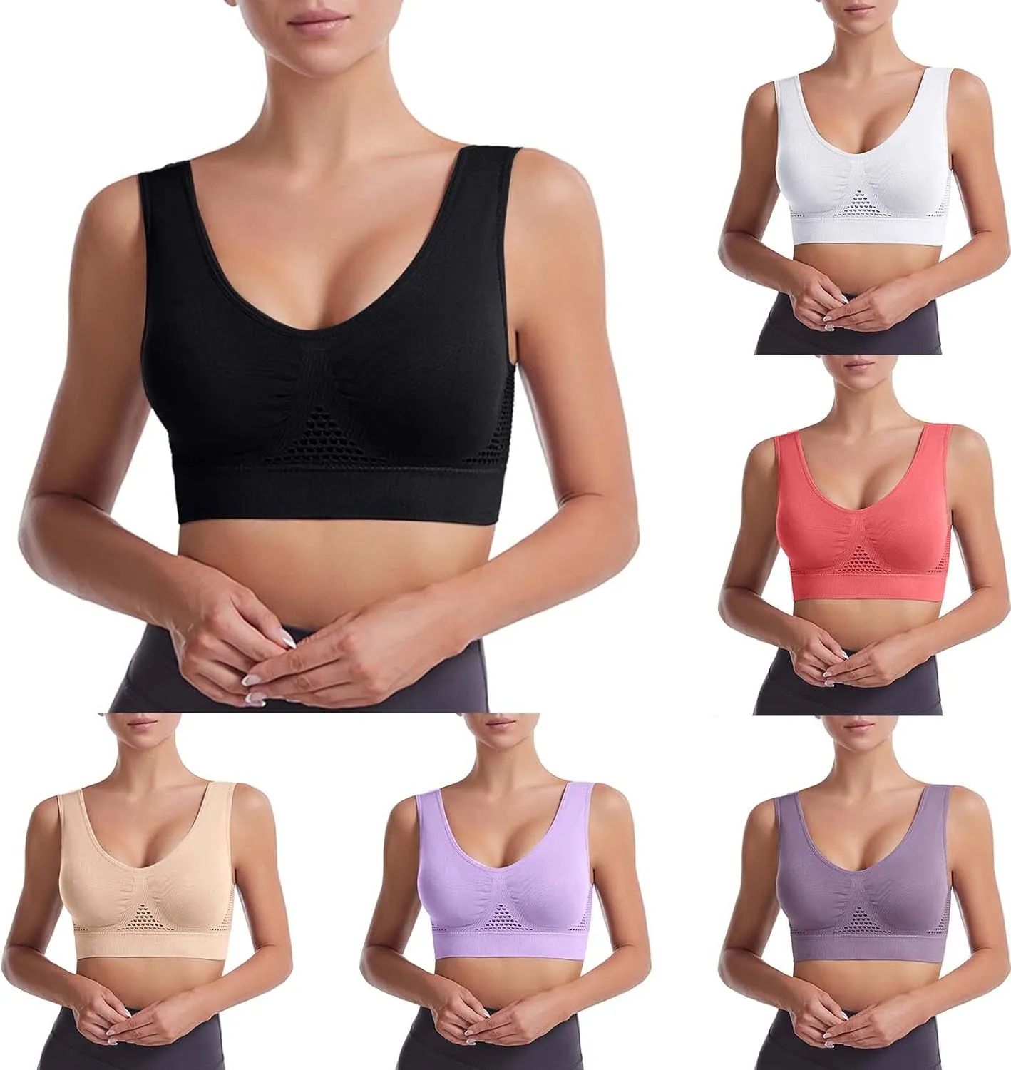 Women Wirefree Full Coverage Bras Everyday Stretch Padded Adjustable Breathable Bra Bralettes