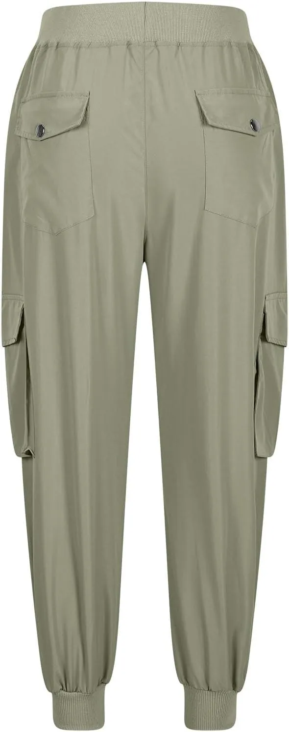 Womens Cargo Pants with Multi Pockets Outdoor Sport Casual Pants Drawstring Baggy Fit Cozy Jogger Sweatpants
