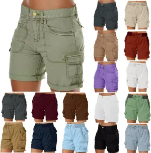 Womens Cargo Shorts Trendy Summer 2025 Casual High Waisted Work Shorts Retro Loose Outdoor Hiking Shorts with Pockets