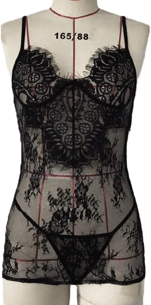 Womens Chemise Babydoll Lingerie for Women Lace Sexy Kinky Lingerie Exotic Slip Dress Sheer Teddy Naughty Nightwear