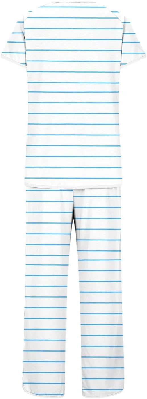 Womens Comfy Pajamas Set Short Sleeve 2 Piece Loungewear Pj Sets Casual Loose Top And Long Pants Sleepwear