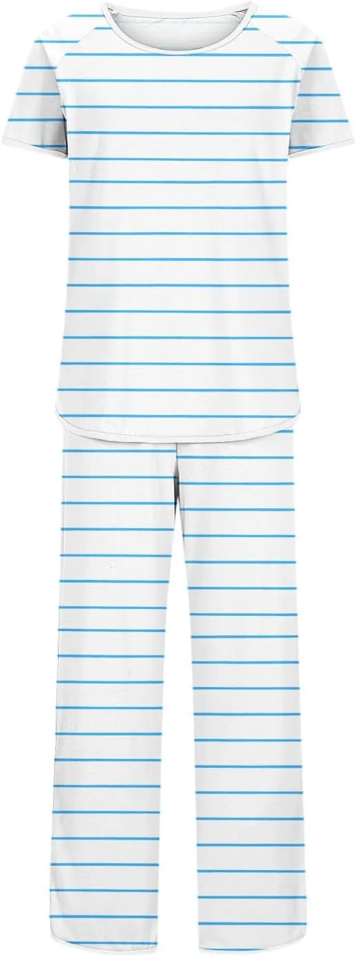 Womens Comfy Pajamas Set Short Sleeve 2 Piece Loungewear Pj Sets Casual Loose Top And Long Pants Sleepwear