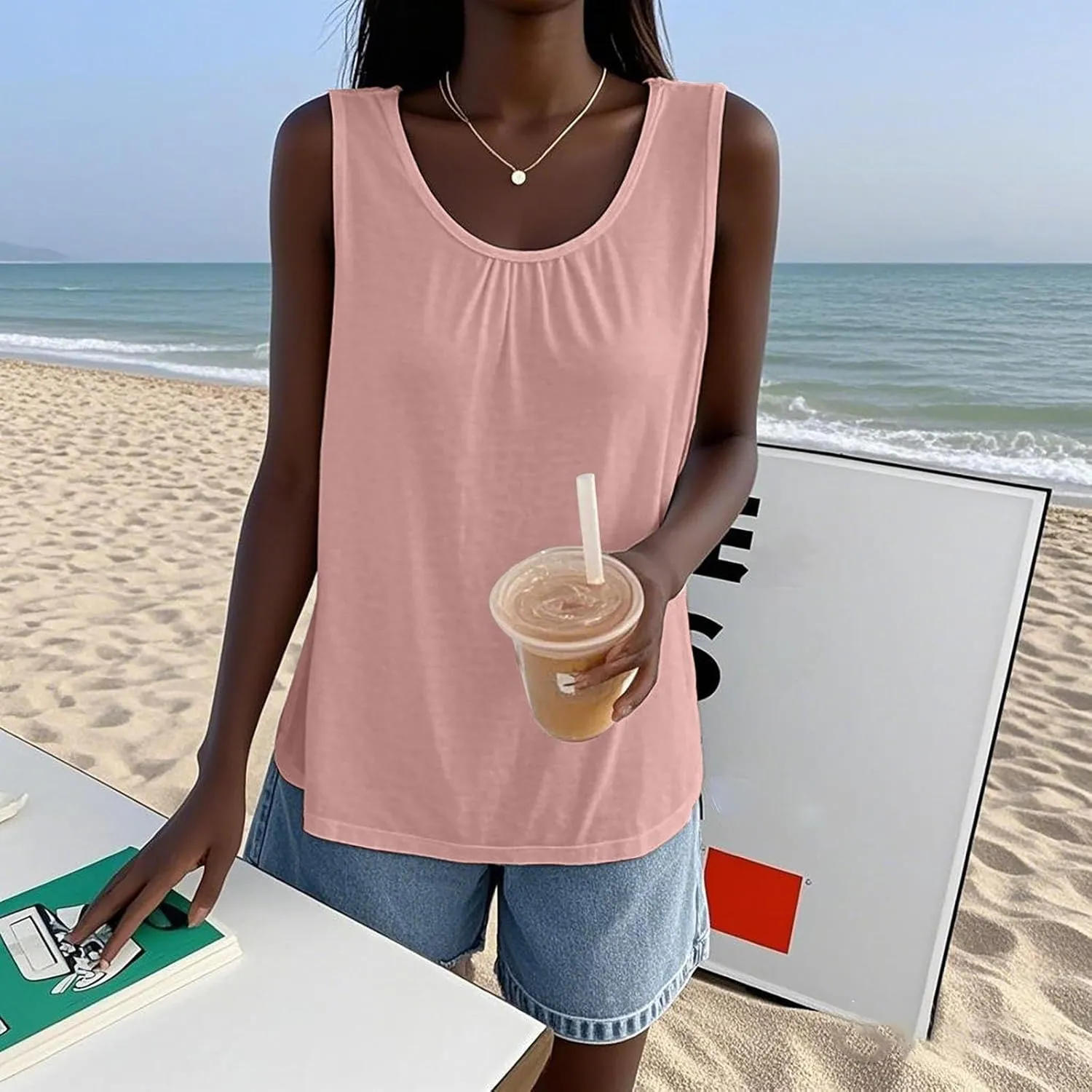 Women's Cool Loose Fit Camisoles Top Casual Sleeveless Beach Tank Top Quick-Dry Soft Elegant Going Out Blouses
