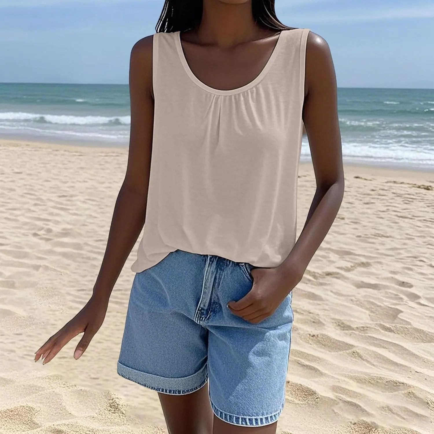 Women's Cool Loose Fit Camisoles Top Casual Sleeveless Beach Tank Top Quick-Dry Soft Elegant Going Out Blouses