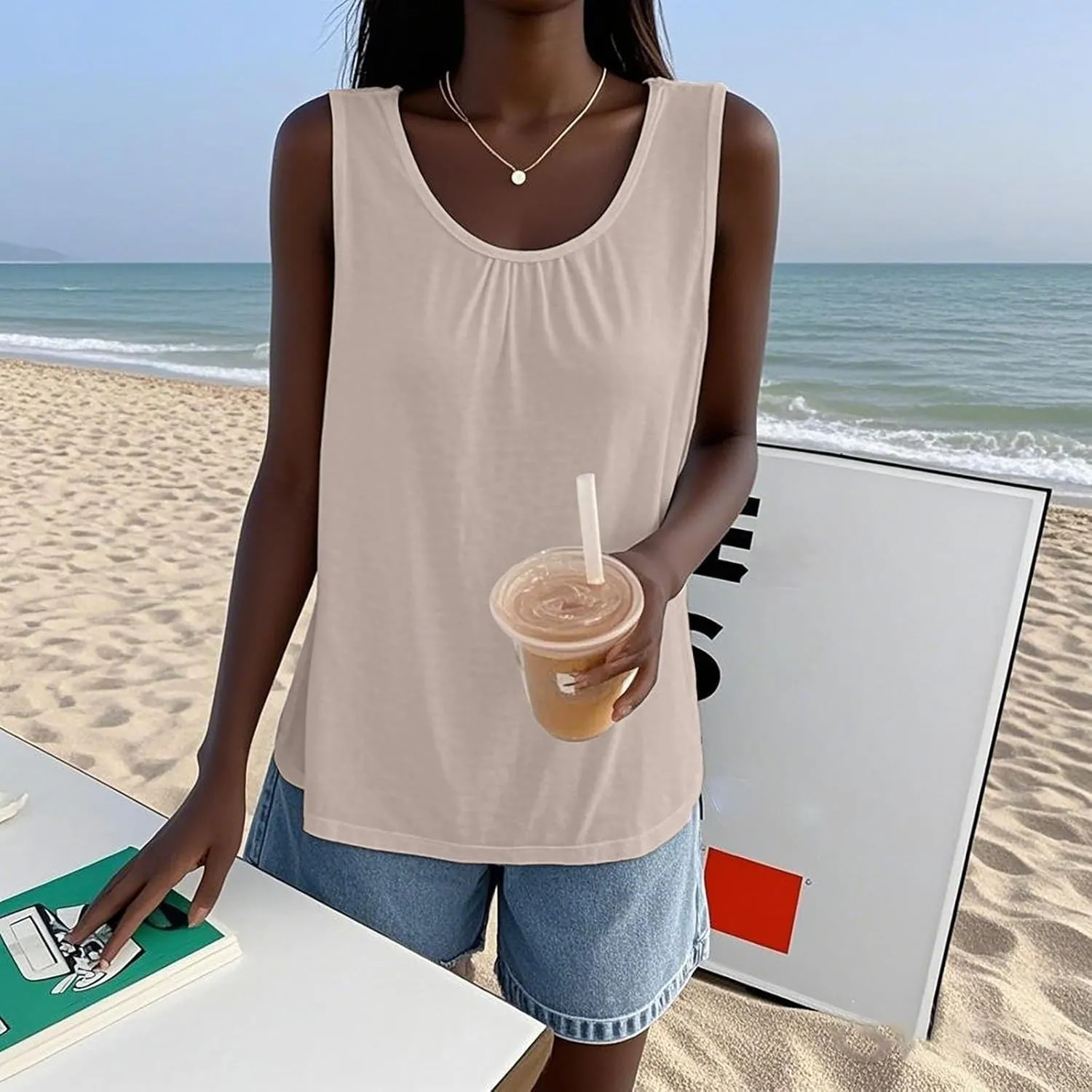 Women's Cool Loose Fit Camisoles Top Casual Sleeveless Beach Tank Top Quick-Dry Soft Elegant Going Out Blouses