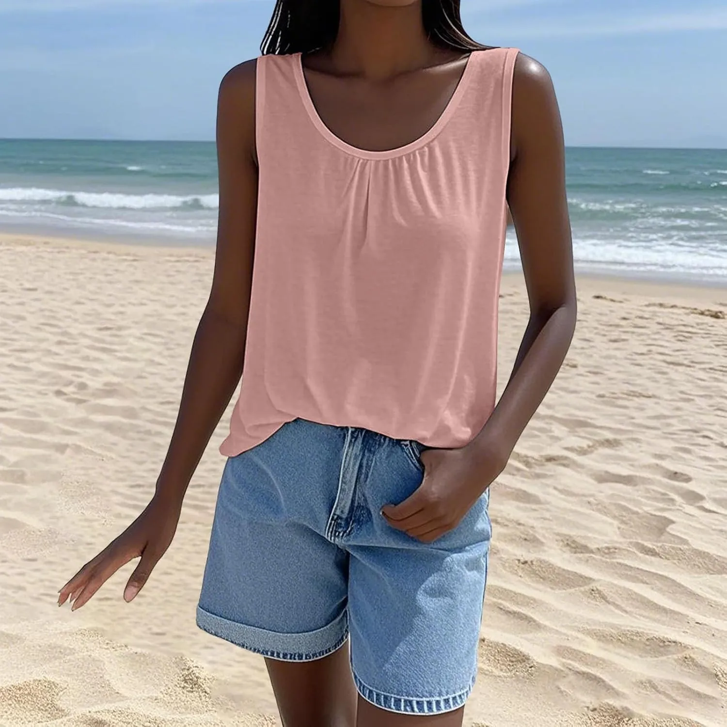 Women's Cool Loose Fit Camisoles Top Casual Sleeveless Beach Tank Top Quick-Dry Soft Elegant Going Out Blouses