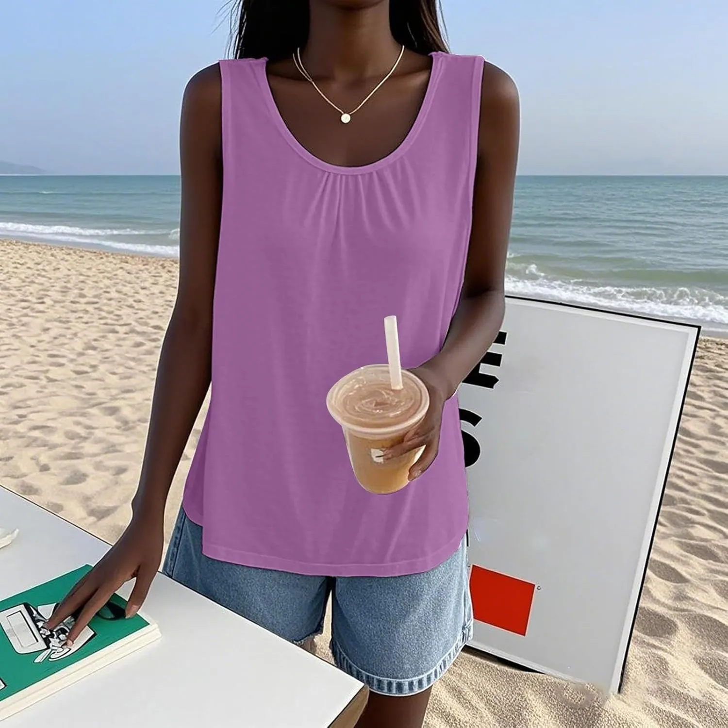 Women's Cool Loose Fit Camisoles Top Casual Sleeveless Beach Tank Top Quick-Dry Soft Elegant Going Out Blouses