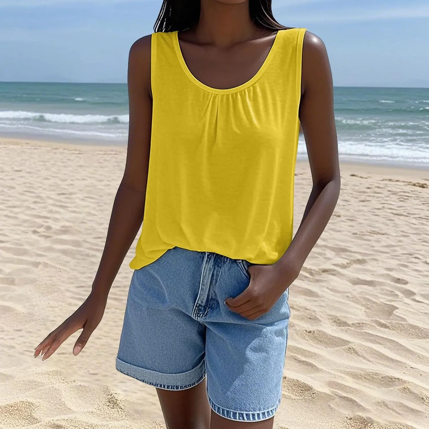 Women's Cool Loose Fit Camisoles Top Casual Sleeveless Beach Tank Top Quick-Dry Soft Elegant Going Out Blouses