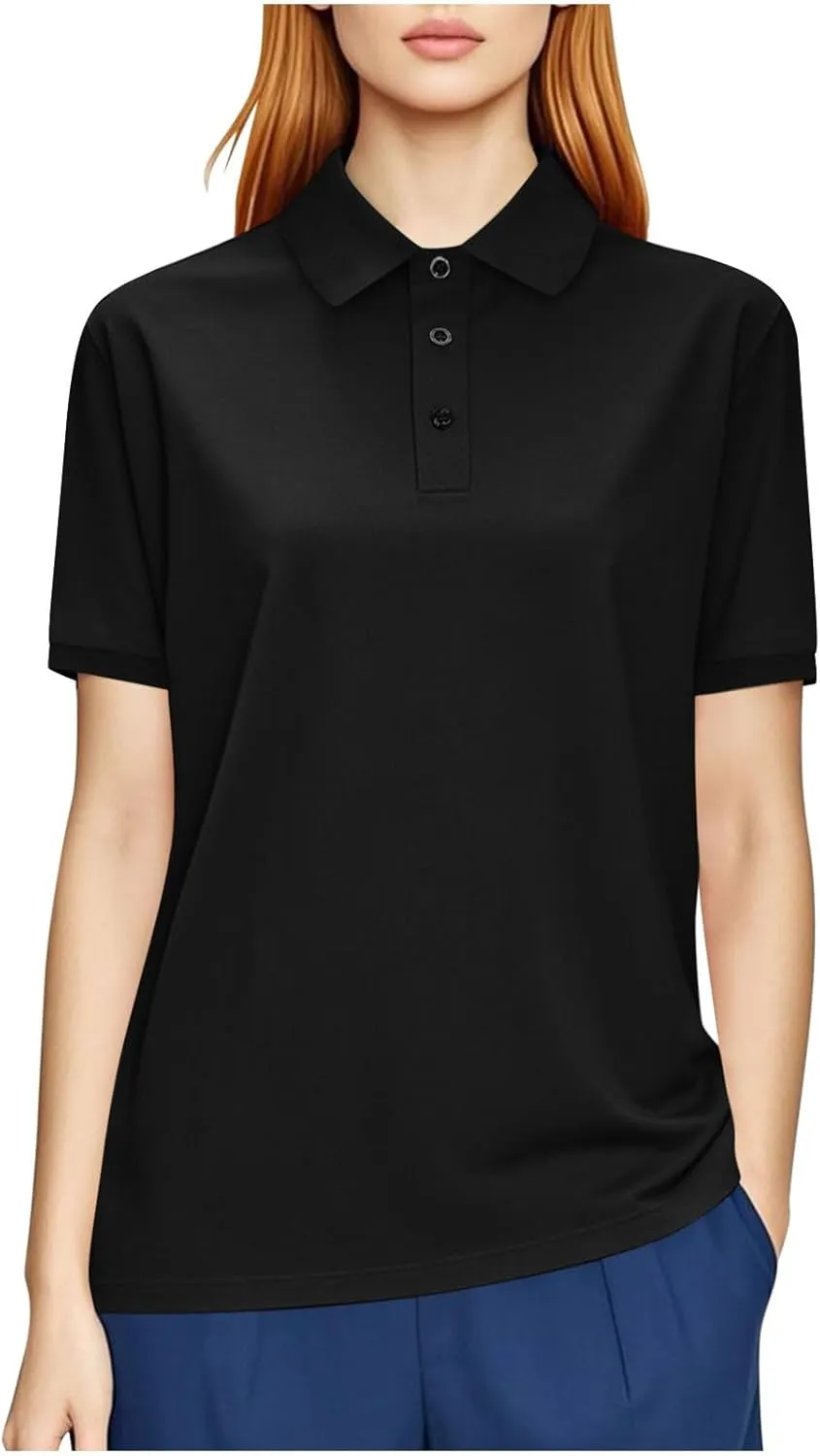 Women's Fashion Polo Shirts Quick Dry Moisture-Wicking Athletic Workout Summer Short Sleeve Loose T-Shirt