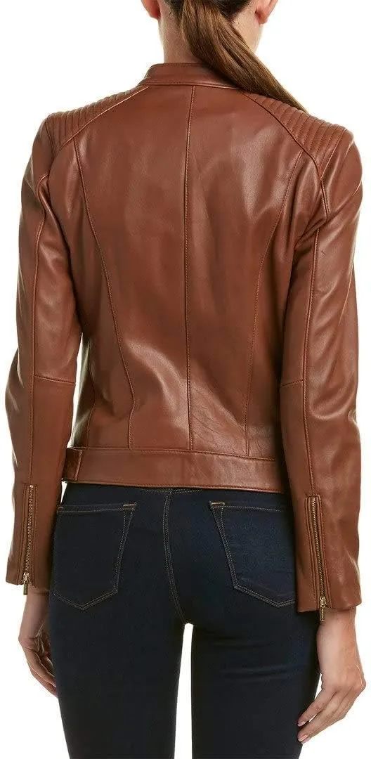 WOMEN'S LEATHER JACKET Bomber Motorcycle Biker Real Lambskin Leather Jacket for Womens
