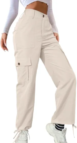 Women's Pocket High Waist Workwear Pants Casual Versatile Pants Plus Size Bell Bottoms