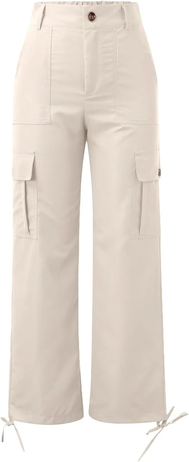 Women's Pocket High Waist Workwear Pants Casual Versatile Pants Plus Size Bell Bottoms