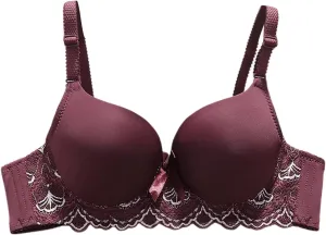 Women's Sexy Floral Lace Push Up Bras Comfy Solid Soft Everyday Sleep Thin Bra No Underwire Brasserie Lingerie