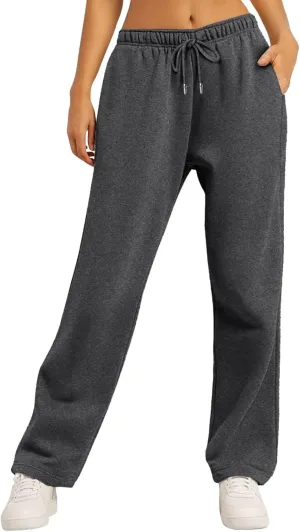 Womens Sweatpants Running Gym Casual Bottoms Sports Joggers Preppy High Waisted Drawstring Pants Trousers