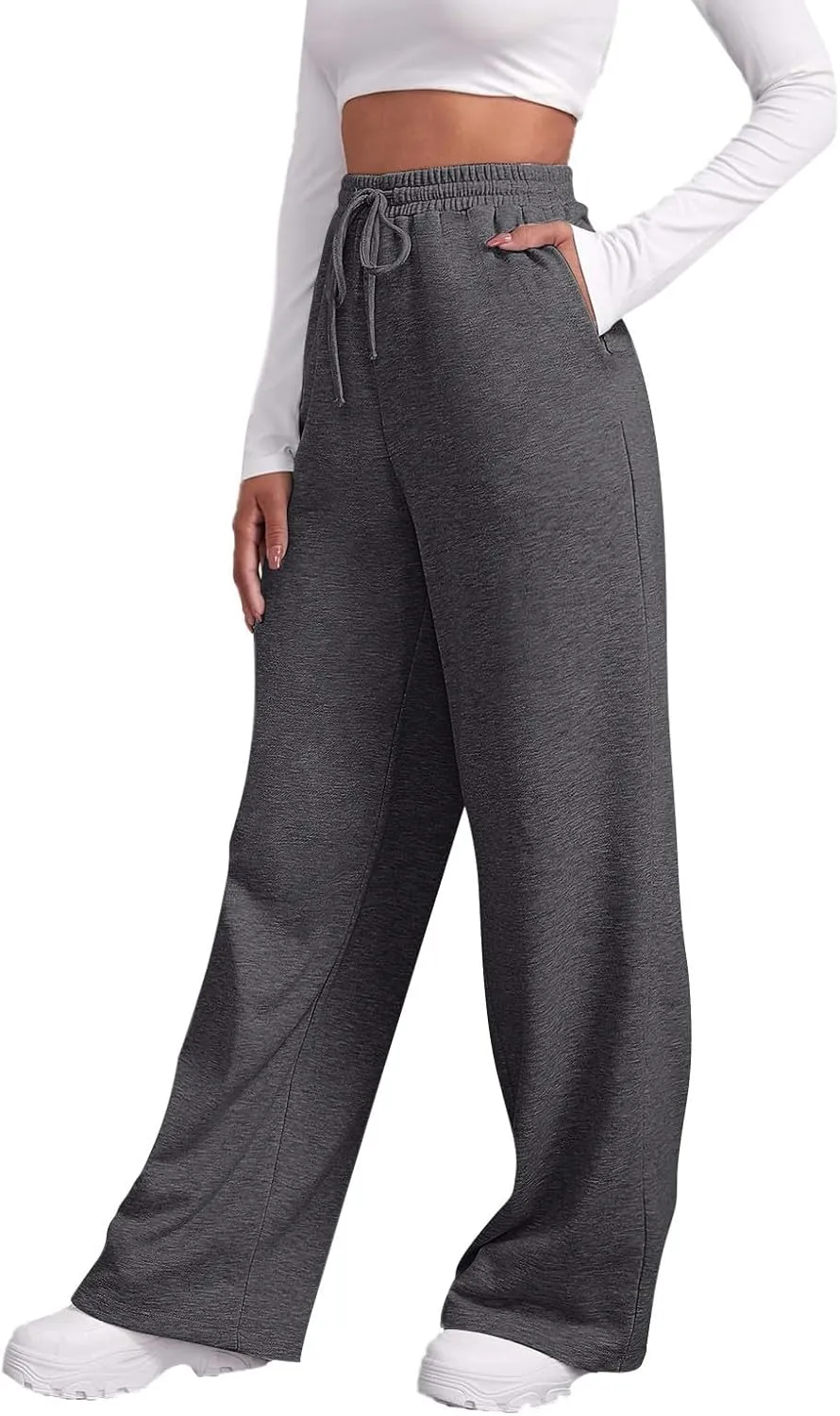 Womens Sweatpants Running Gym Casual Bottoms Sports Joggers Preppy High Waisted Drawstring Pants Trousers