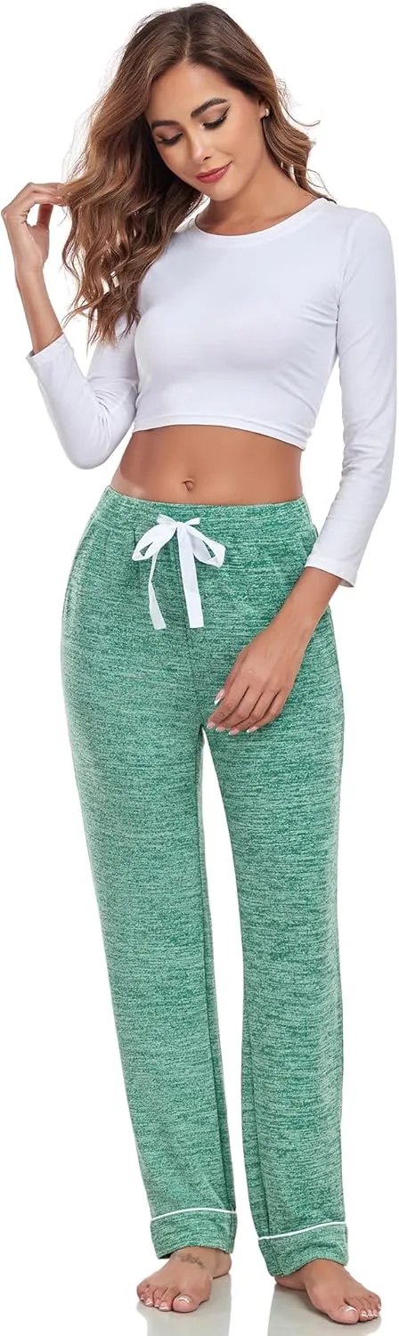 Women's Wide Leg Lounge Pants High Waist Trousers With Pockets S-3XL