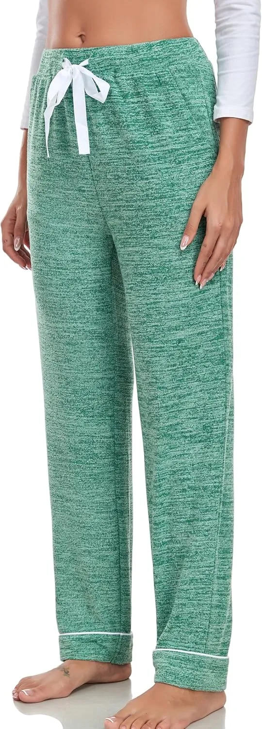 Women's Wide Leg Lounge Pants High Waist Trousers With Pockets S-3XL