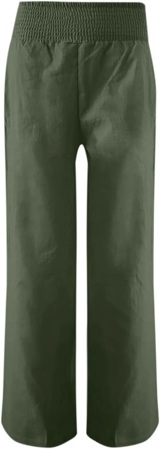 Women's Workout Pants Ladies Pleats High Waisted Straight Pants Wide Leg Pants Women's Casual Loose Trousers