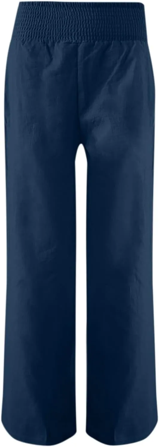 Women's Workout Pants Ladies Pleats High Waisted Straight Pants Wide Leg Pants Women's Casual Loose Trousers