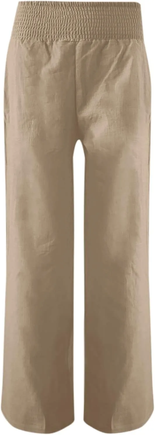 Women's Workout Pants Ladies Pleats High Waisted Straight Pants Wide Leg Pants Women's Casual Loose Trousers