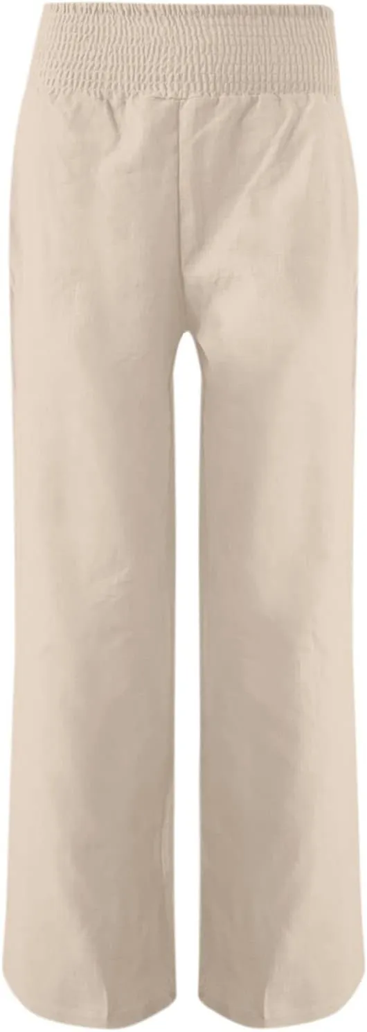 Women's Workout Pants Ladies Pleats High Waisted Straight Pants Wide Leg Pants Women's Casual Loose Trousers