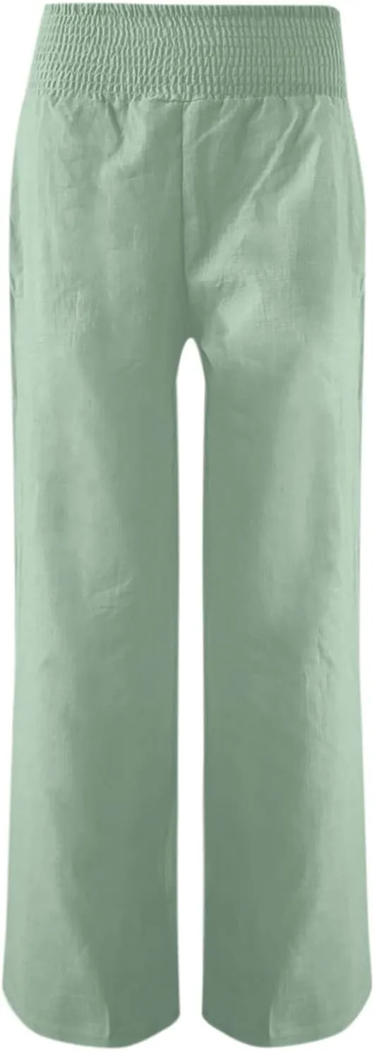 Women's Workout Pants Ladies Pleats High Waisted Straight Pants Wide Leg Pants Women's Casual Loose Trousers