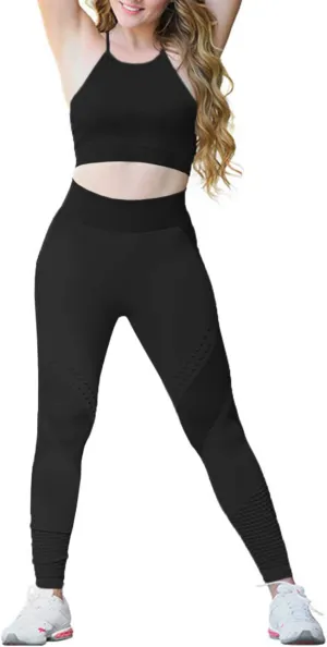 xxxiticat Women's 2 Piece Workout Sets Cropped Active Sports Bras High Waist Leggings Yoga Sets Compression Tight Activewear
