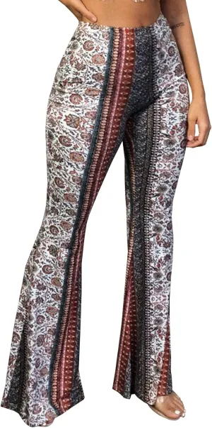 YUZIBAO Women's Flare Yoga Leggings High Waisted Boho Palazzo Wide Leg Pants Bell Bottoms